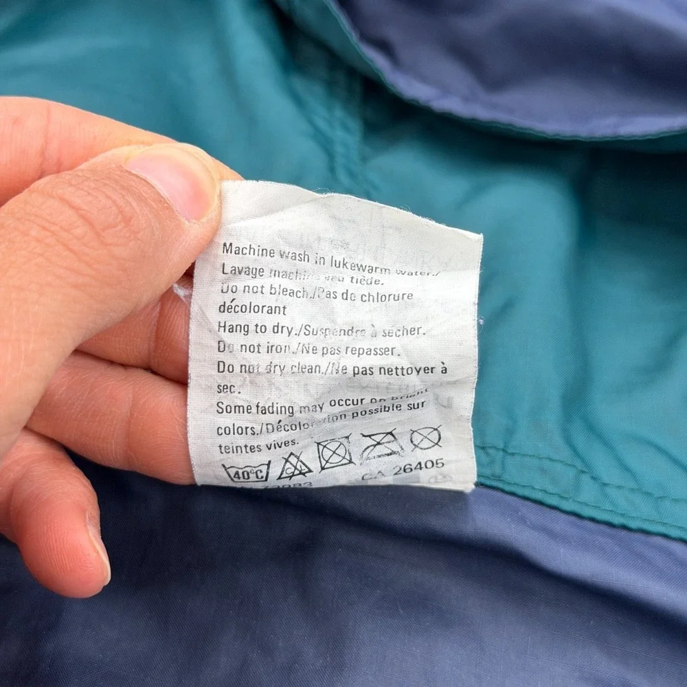 Helly Hansen Rain Jacket Mens Large Blue Hooded Zip Pocket Windbreaker 90s VTG
